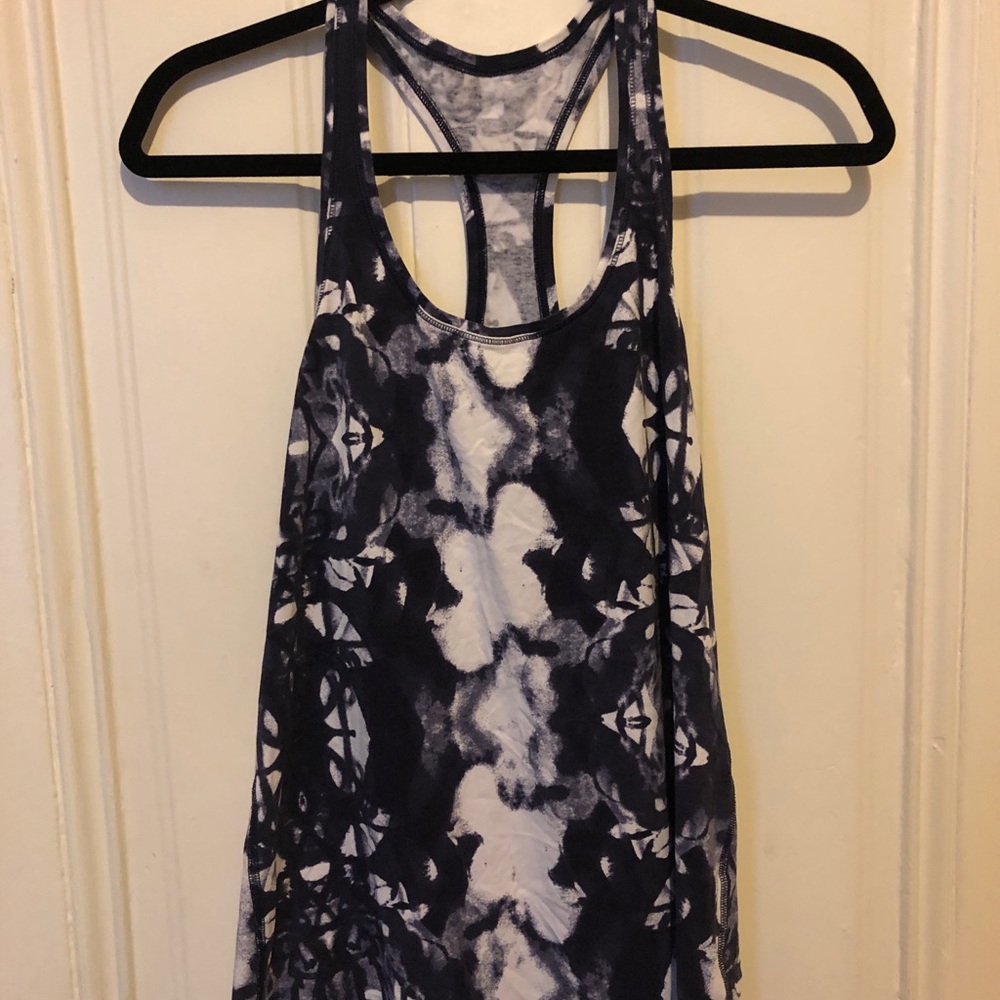 Blue/white patterned racerback tank